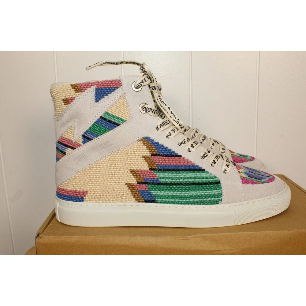 Zadig & Voltaire NIB High Flash Folk Beads High Top Sneaker Size‎ 41/10
